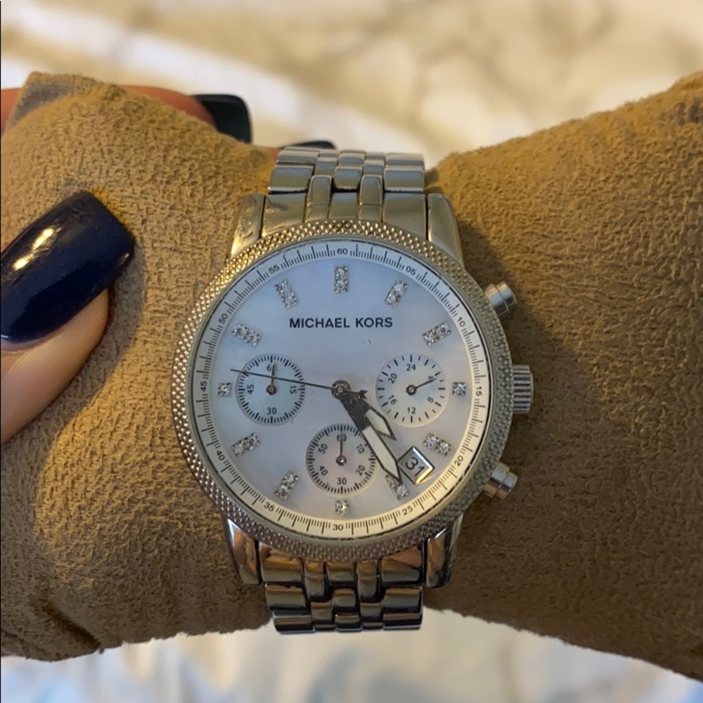 Michael Kors Silver Mother of Pearl Watch